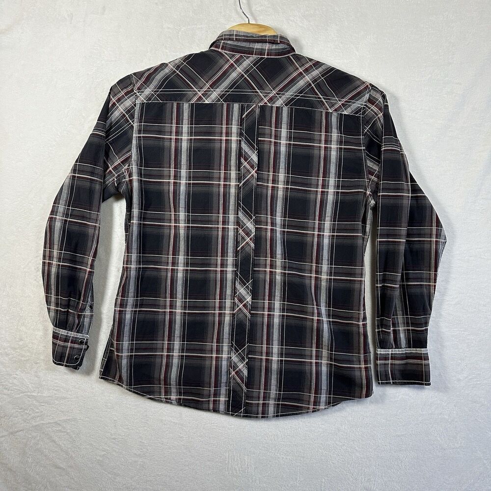 BKE Buckle Plaid Shirt Men’s XL Pearl Snap Athletic Fit Western Cowboy Red Black - Picture 3 of 14